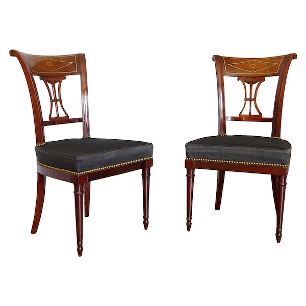 Pair of mahogany chairs, Directoire period circa 1795