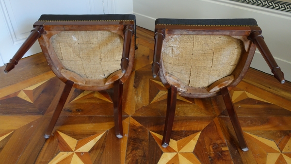 Pair of mahogany chairs, Directoire period circa 1795