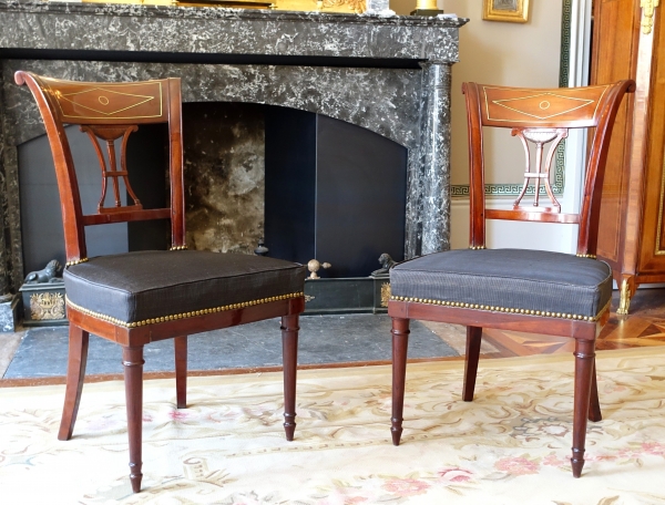 Pair of mahogany chairs, Directoire period circa 1795