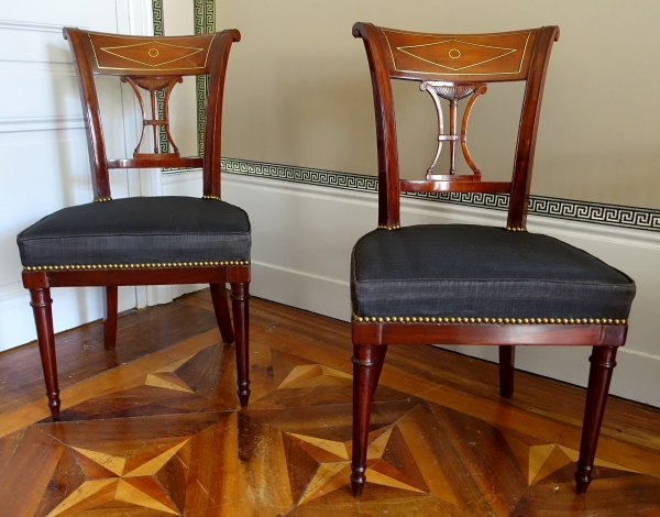 Pair of mahogany chairs, Directoire period circa 1795