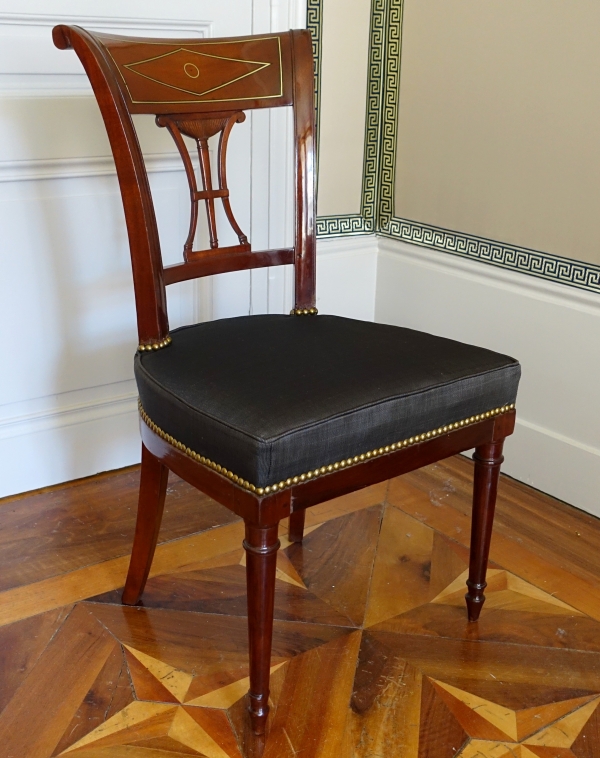 Pair of mahogany chairs, Directoire period circa 1795