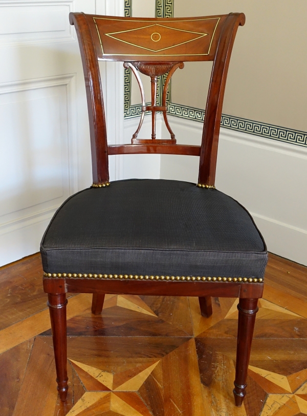 Pair of mahogany chairs, Directoire period circa 1795