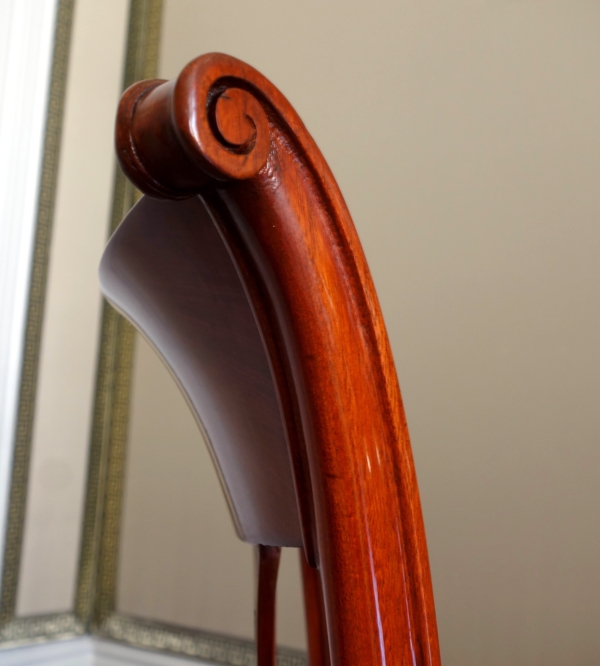 Demay : pair of mahogany chairs, horsehair cover, late 18th century (Directoire period)