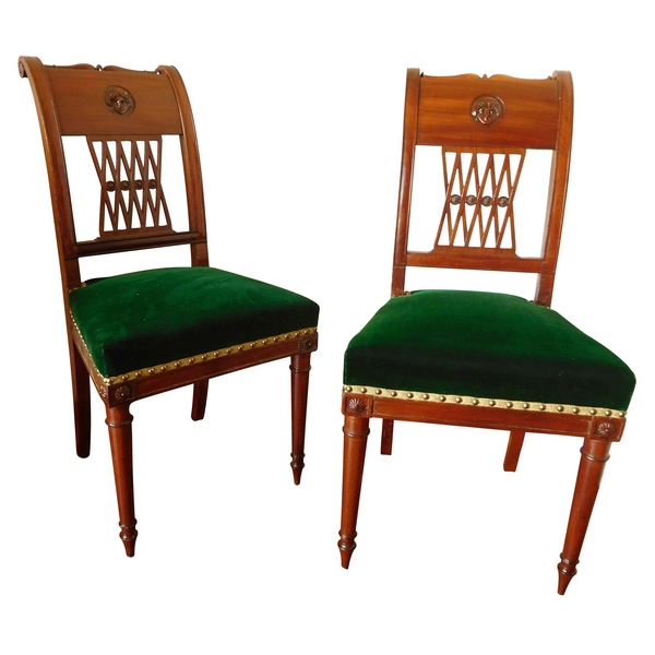 Pair of Directoire mahogany chairs, late 18th century