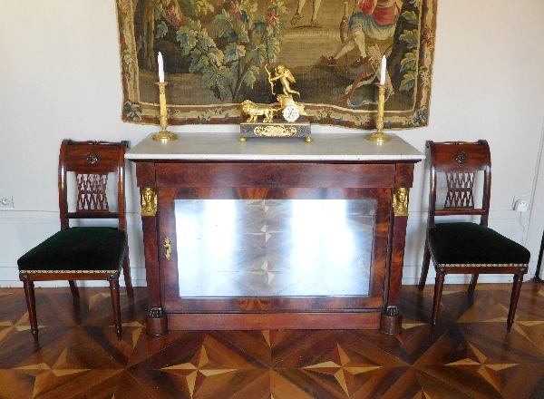 Pair of Directoire mahogany chairs, late 18th century