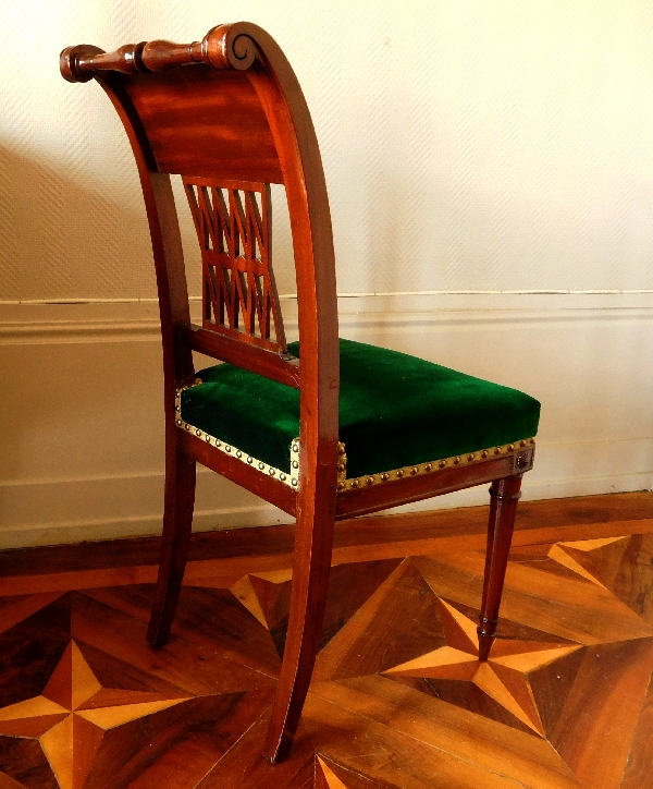 Pair of Directoire mahogany chairs, late 18th century