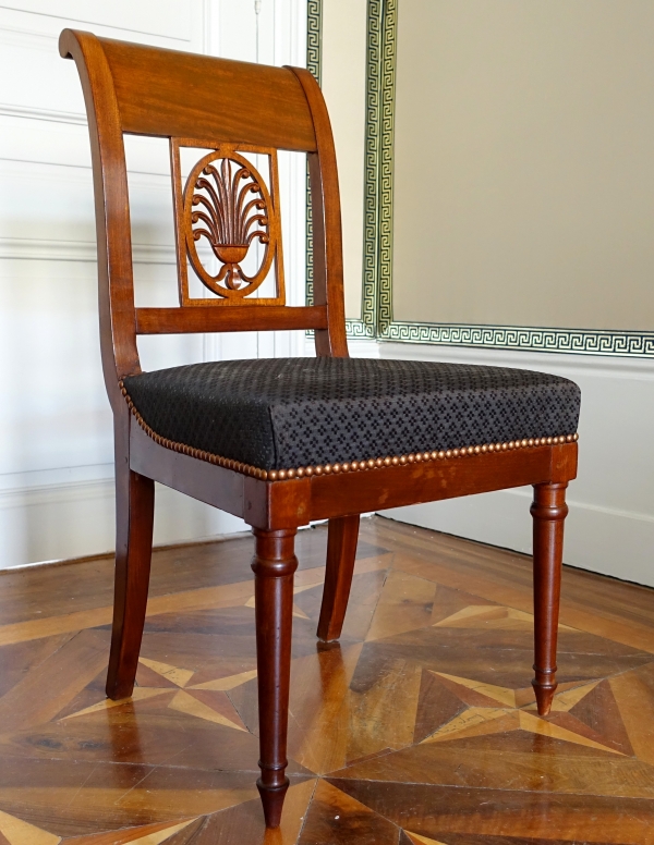 Jacob Desmalter : paire de chaises d'époque Empire en acajou, crin de cheval - estampille
