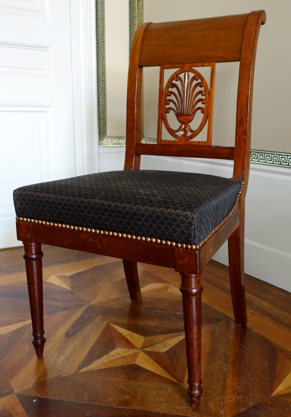 Jacob Desmalter : paire de chaises d'époque Empire en acajou, crin de cheval - estampille