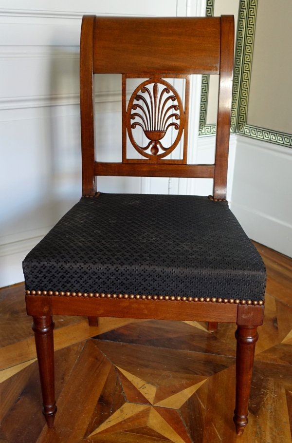 Jacob Desmalter : paire de chaises d'époque Empire en acajou, crin de cheval - estampille