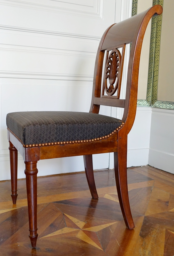 Jacob Desmalter : paire de chaises d'époque Empire en acajou, crin de cheval - estampille