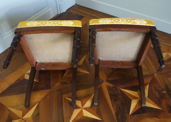 Jacob Desmalter : pair of Empire mahogany chairs - stamped