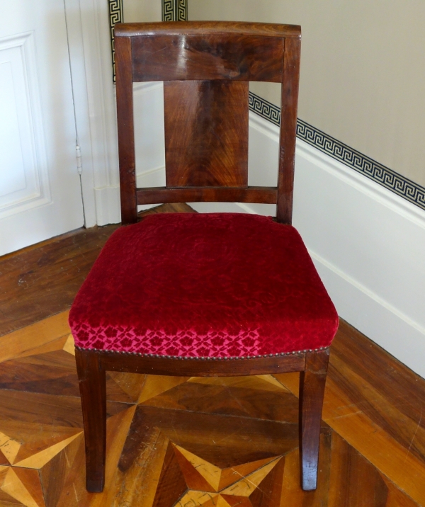 Paire de chaises d'époque Empire en acajou - velours frappé