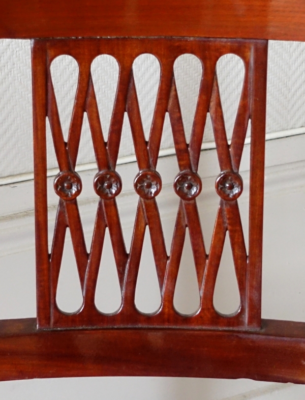 Pair of mahogany Klismos-shaped chairs stamped Chapuis - late 18th century