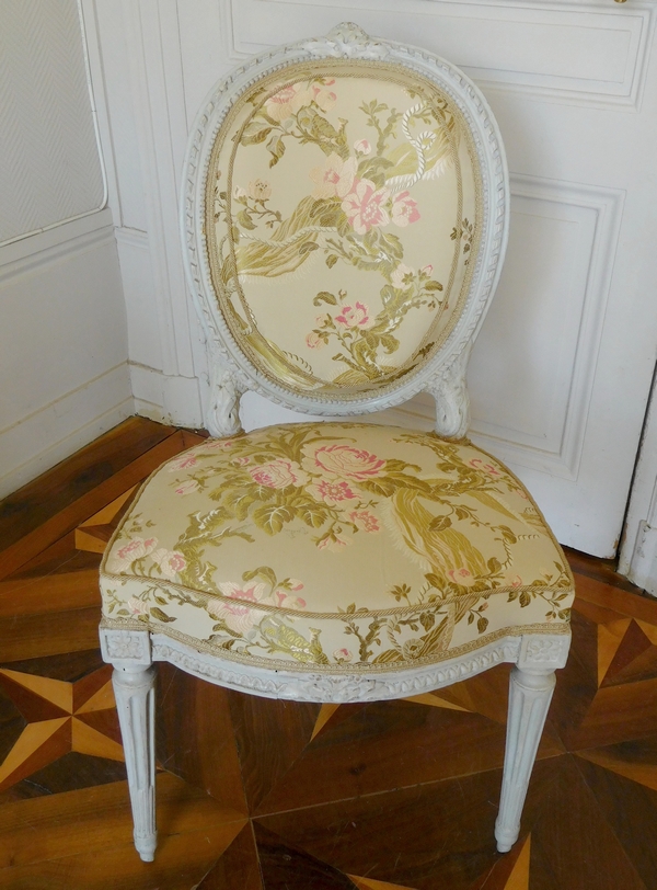 Jean-Baptiste Boulard : paire de chaises médaillon d'époque Louis XVI