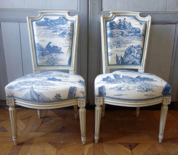 Pair of Louis XVI lacquered chairs, late 18th century circa 1780