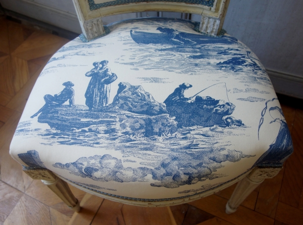 Paire de chaises d'époque Louis XVI - toile de Jouy Guéthary - Guetaria