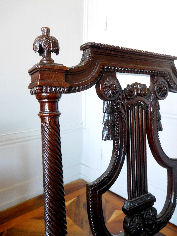 Pair of finely carved mahogany lyre-back chairs, Louis XVI production - stamped Georges Jacob