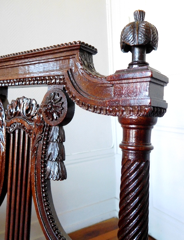 Pair of finely carved mahogany lyre-back chairs, Louis XVI production - stamped Georges Jacob