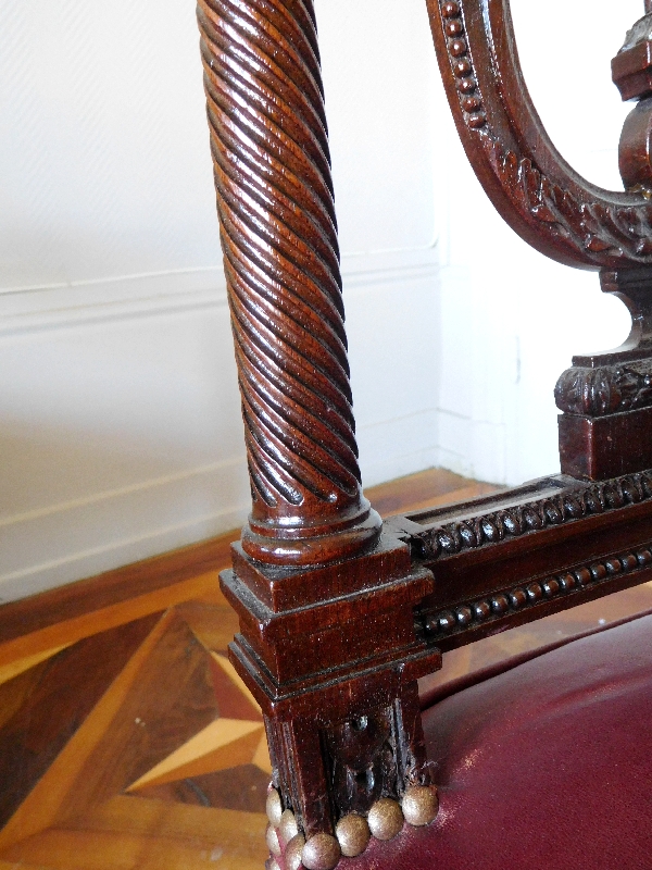 Pair of finely carved mahogany lyre-back chairs, Louis XVI production - stamped Georges Jacob