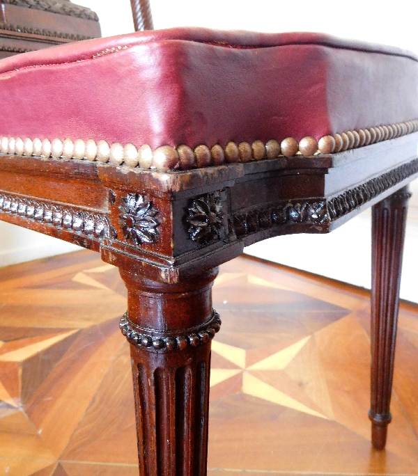 Pair of finely carved mahogany lyre-back chairs, Louis XVI production - stamped Georges Jacob