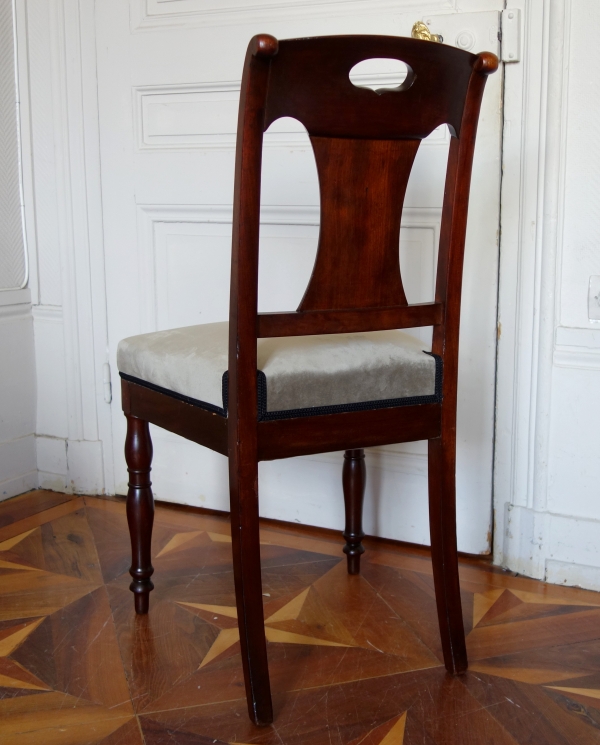 Pair of Empire mahogany and ormolu chairs, early 19th century, in the taste of Bellange