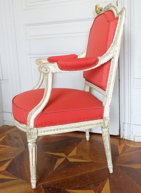 Adrien Pierre Dupain : pair of Louis XVI armchairs, 18th century - stamped