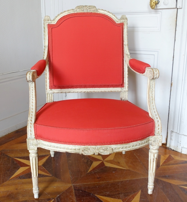 Adrien Pierre Dupain : pair of Louis XVI armchairs, 18th century - stamped