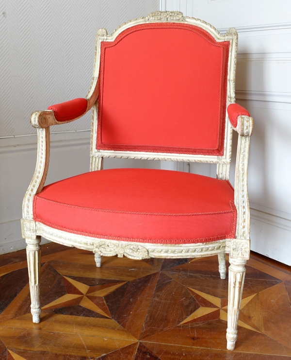 Adrien Pierre Dupain : pair of Louis XVI armchairs, 18th century - stamped