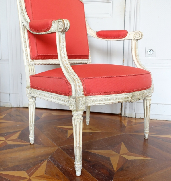Adrien Pierre Dupain : pair of Louis XVI armchairs, 18th century - stamped