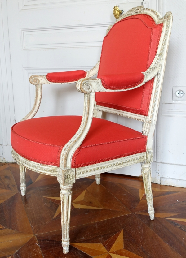 Adrien Pierre Dupain : pair of Louis XVI armchairs, 18th century - stamped