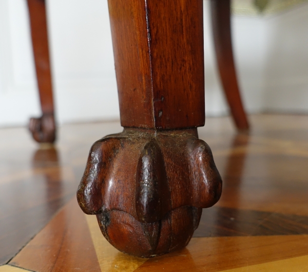 Pair of Empire mahogany armchairs - swan-shaped armrests - attributed to Bellangé