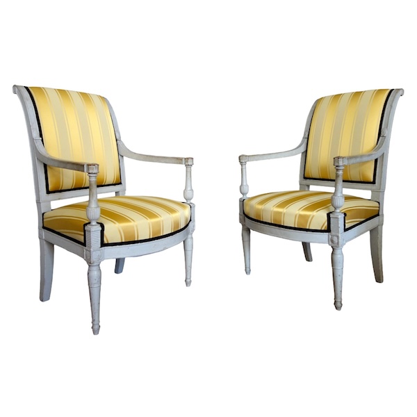 Paire de fauteuils à l'Etrusque en bois sculpté et laqué d'époque Directoire - vers 1795