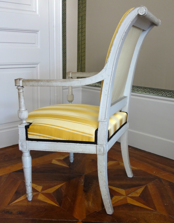 Paire de fauteuils à l'Etrusque en bois sculpté et laqué d'époque Directoire - vers 1795