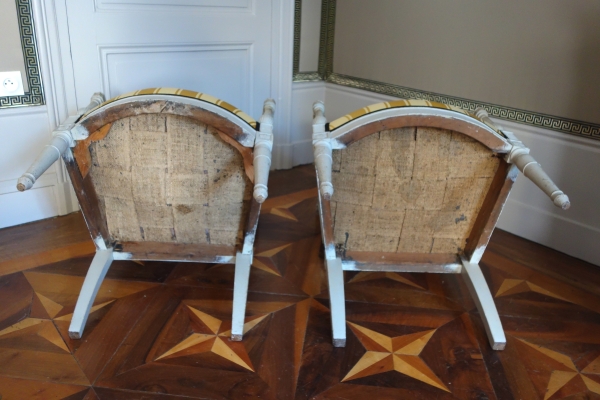 Paire de fauteuils à l'Etrusque en bois sculpté et laqué d'époque Directoire - vers 1795