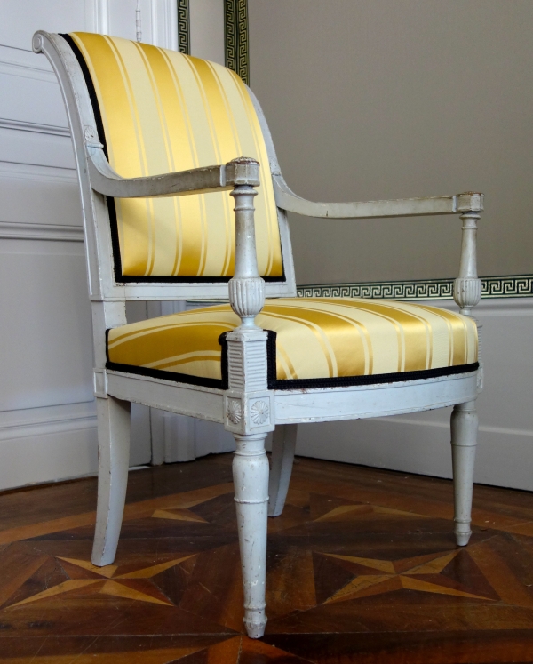 Paire de fauteuils à l'Etrusque en bois sculpté et laqué d'époque Directoire - vers 1795