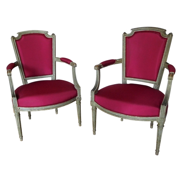 Pair of Louis XVI cabriolet armchairs, 18th century