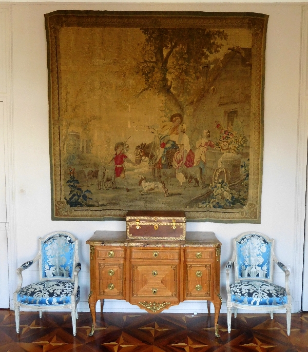 Claude Sene : pair of Louis XVI cabriolet armchairs stamped, 18th century