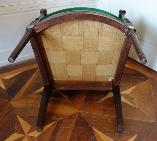 Pair of Directoire mahogany and ormolu armchairs, late 18th century circa 1790 attributed to Jacob