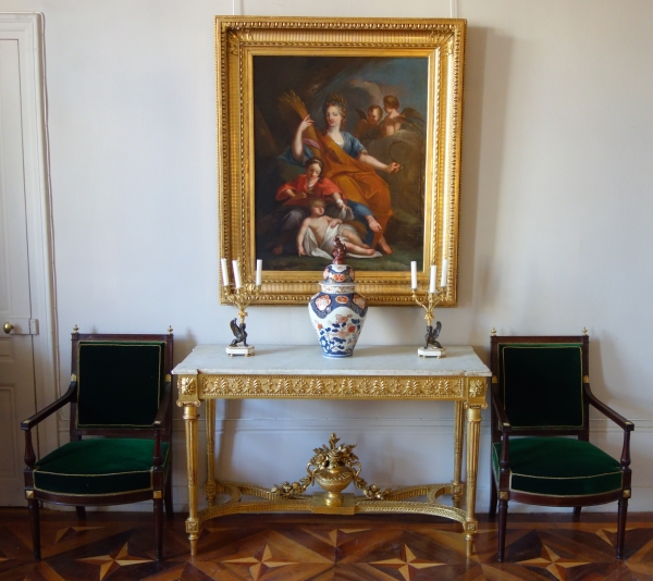 Pair of Directoire mahogany and ormolu armchairs, late 18th century circa 1790 attributed to Jacob