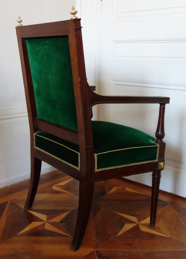 Pair of Directoire mahogany and ormolu armchairs, late 18th century circa 1790 attributed to Jacob