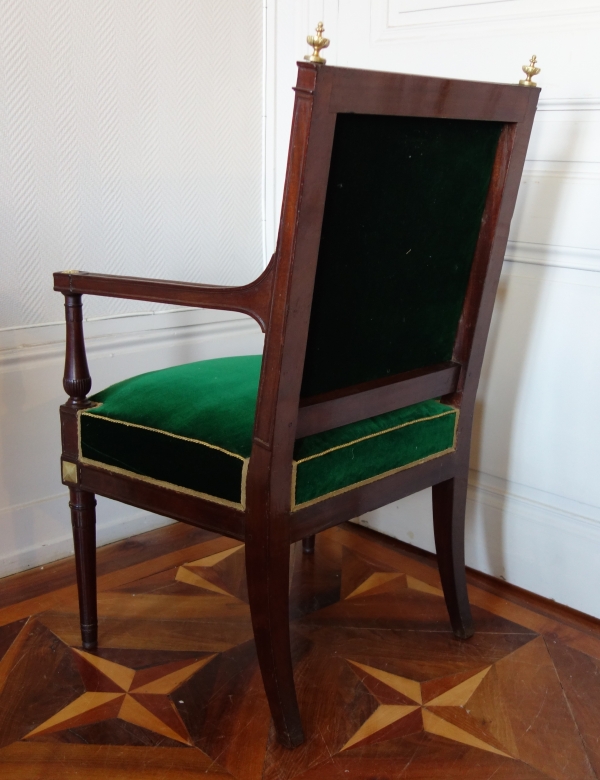 Pair of Directoire mahogany and ormolu armchairs, late 18th century circa 1790 attributed to Jacob