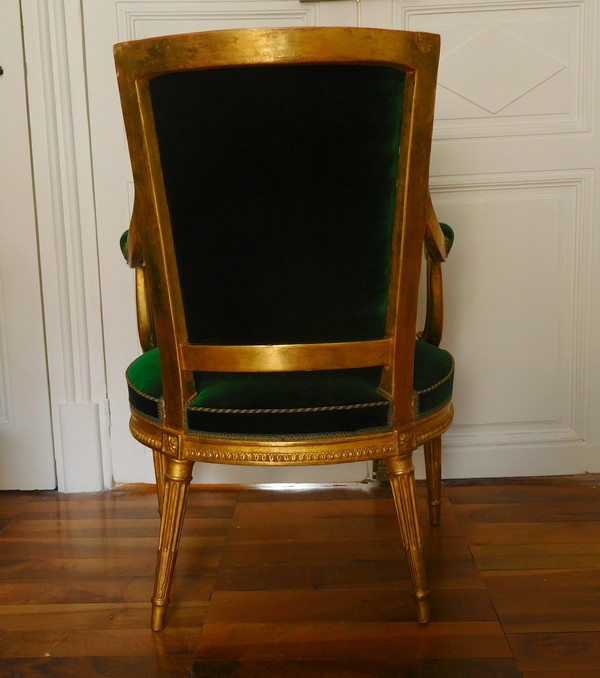 Pair of Louis XVI gilt armchairs, Boulard, seatmaker for the King of France, 18th century