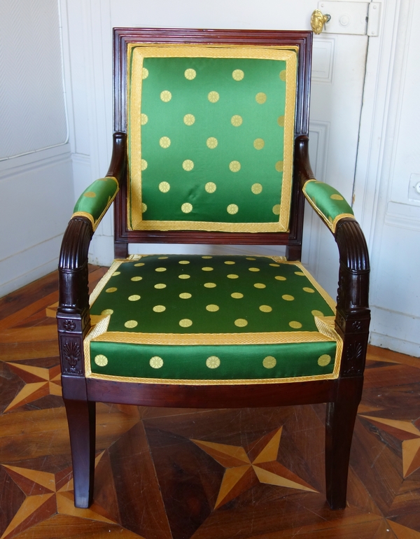 Pair of Empire mahogany armchairs - attributed to Bellange