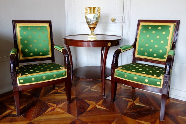 Pair of Empire mahogany armchairs - attributed to Bellange