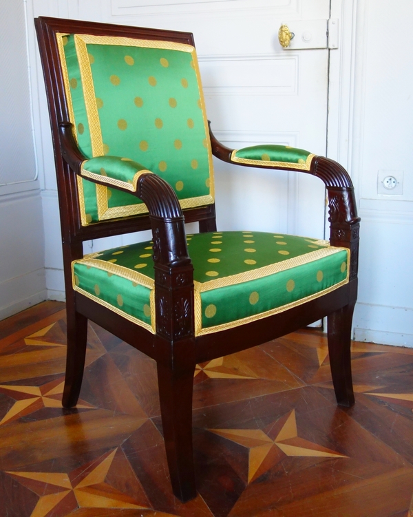 Pair of Empire mahogany armchairs - attributed to Bellange