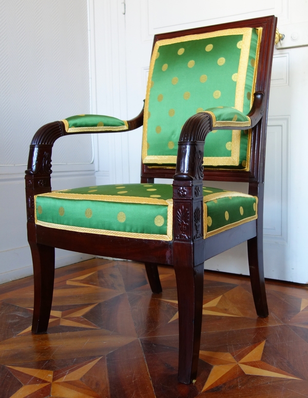 Pair of Empire mahogany armchairs - attributed to Bellange