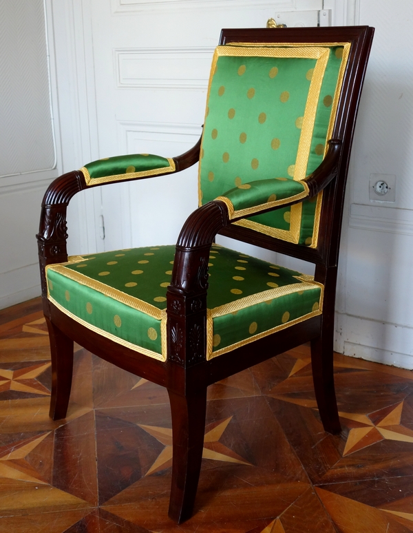 Pair of Empire mahogany armchairs - attributed to Bellange