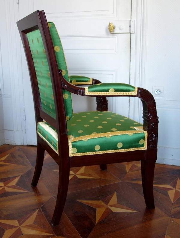 Pair of Empire mahogany armchairs - attributed to Bellange