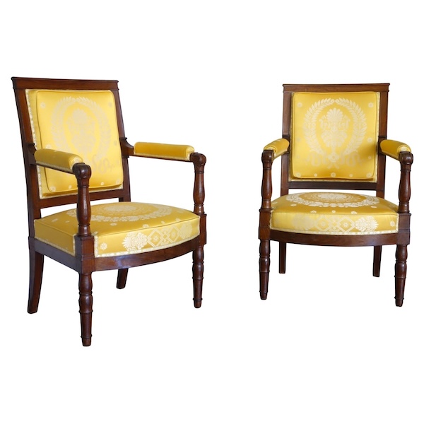 Jacob Desmalter : pair of Empire mahogany armchairs - stamped
