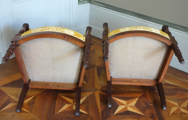 Jacob Desmalter : paire de fauteuils d'époque Empire en acajou - estampillés
